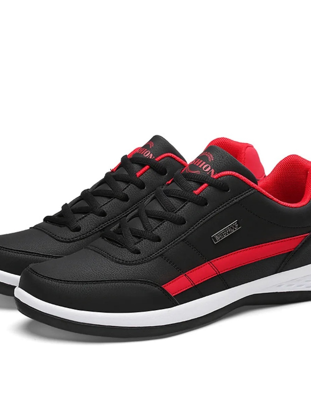 Men's Black Athletic Sneakers with Red Accents